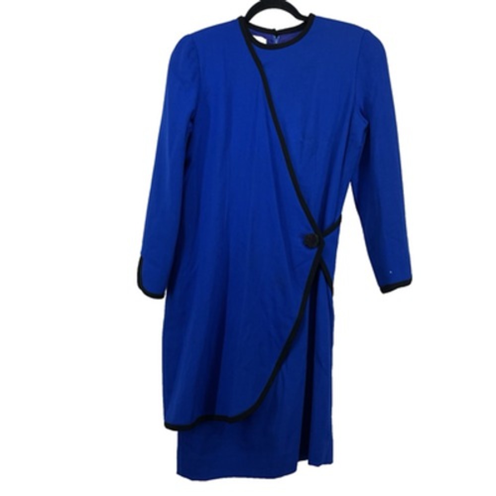 Anne Crimmons for UMI collections Size 10 100% WOOL Vintage‎ Dress FLAWED Blue